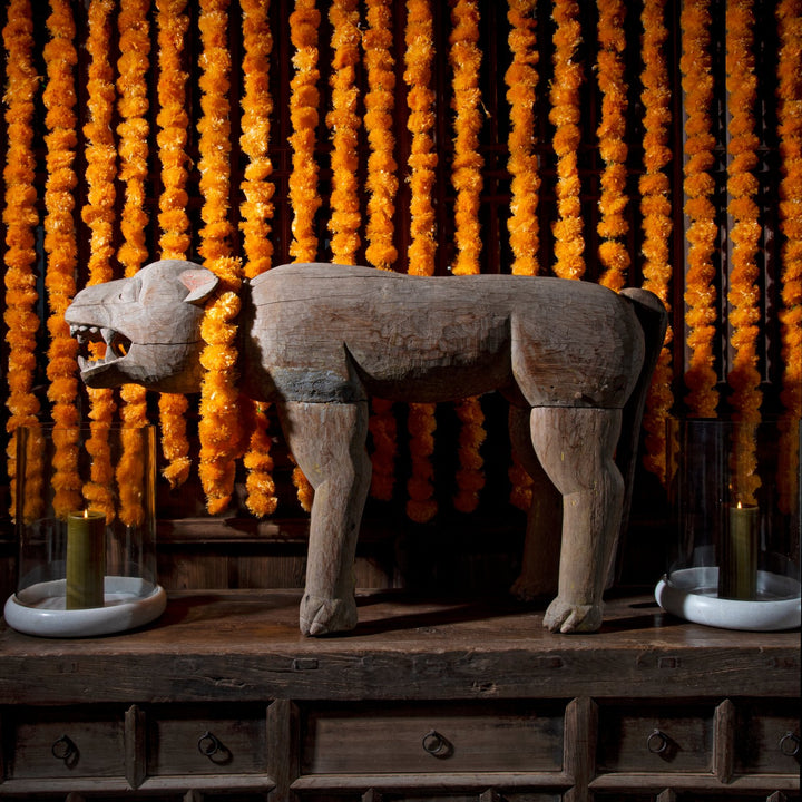 Carved Wood Tiger Statue From Bhutia Tribe - Ca 1920 | Indigo Antiques