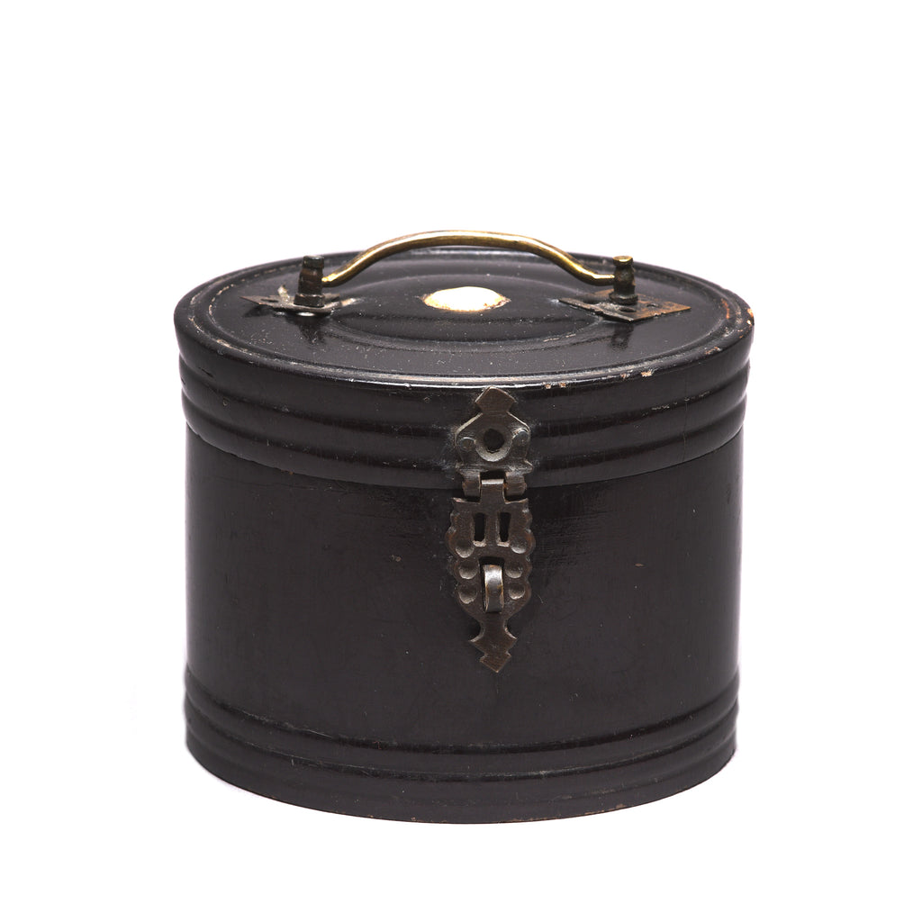 Regency Style Black Lacquer Pot From Rajasthan -19th Century