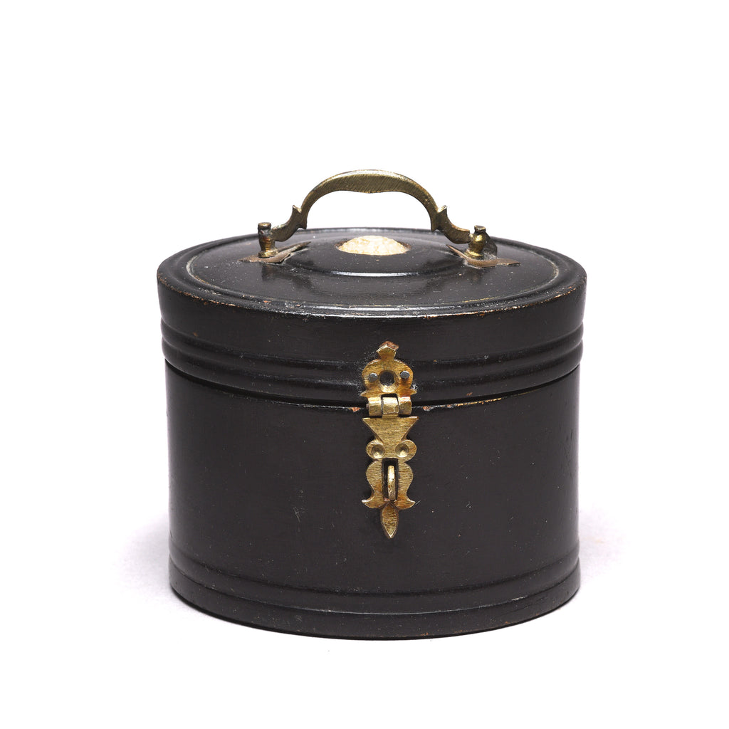 Regency Style Black Lacquer Pot From Rajasthan -19th Century