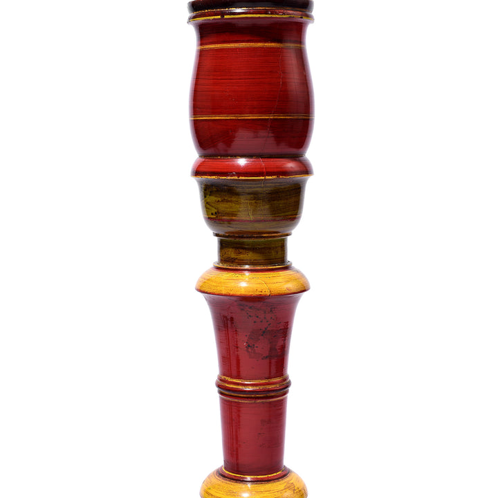 Lacquered Teak Candlestick lamp From Rajasthan | Indigo Antiques
