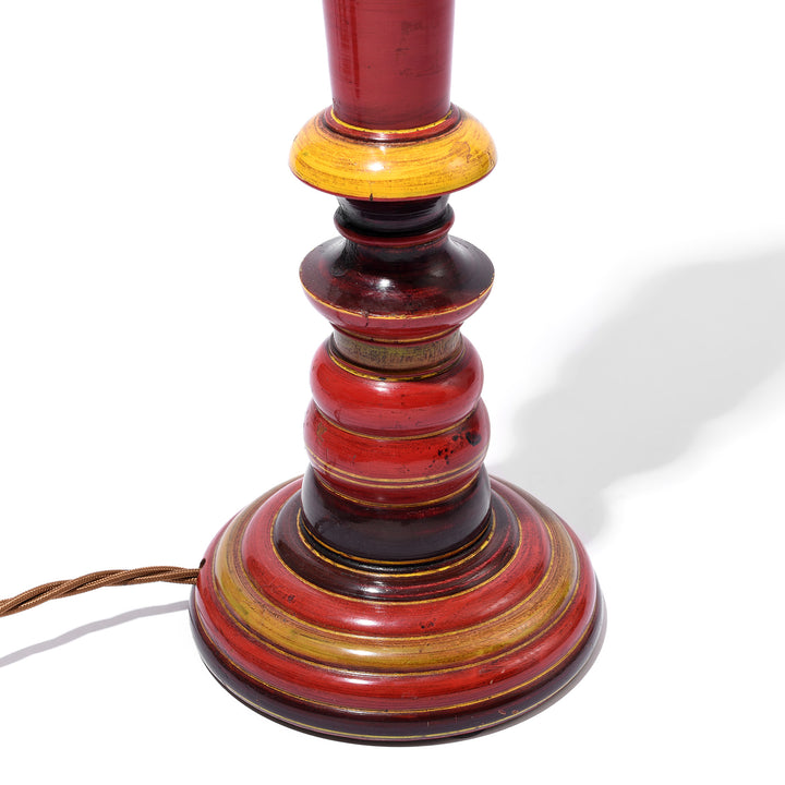 Lacquered Teak Candlestick lamp From Rajasthan | Indigo Antiques