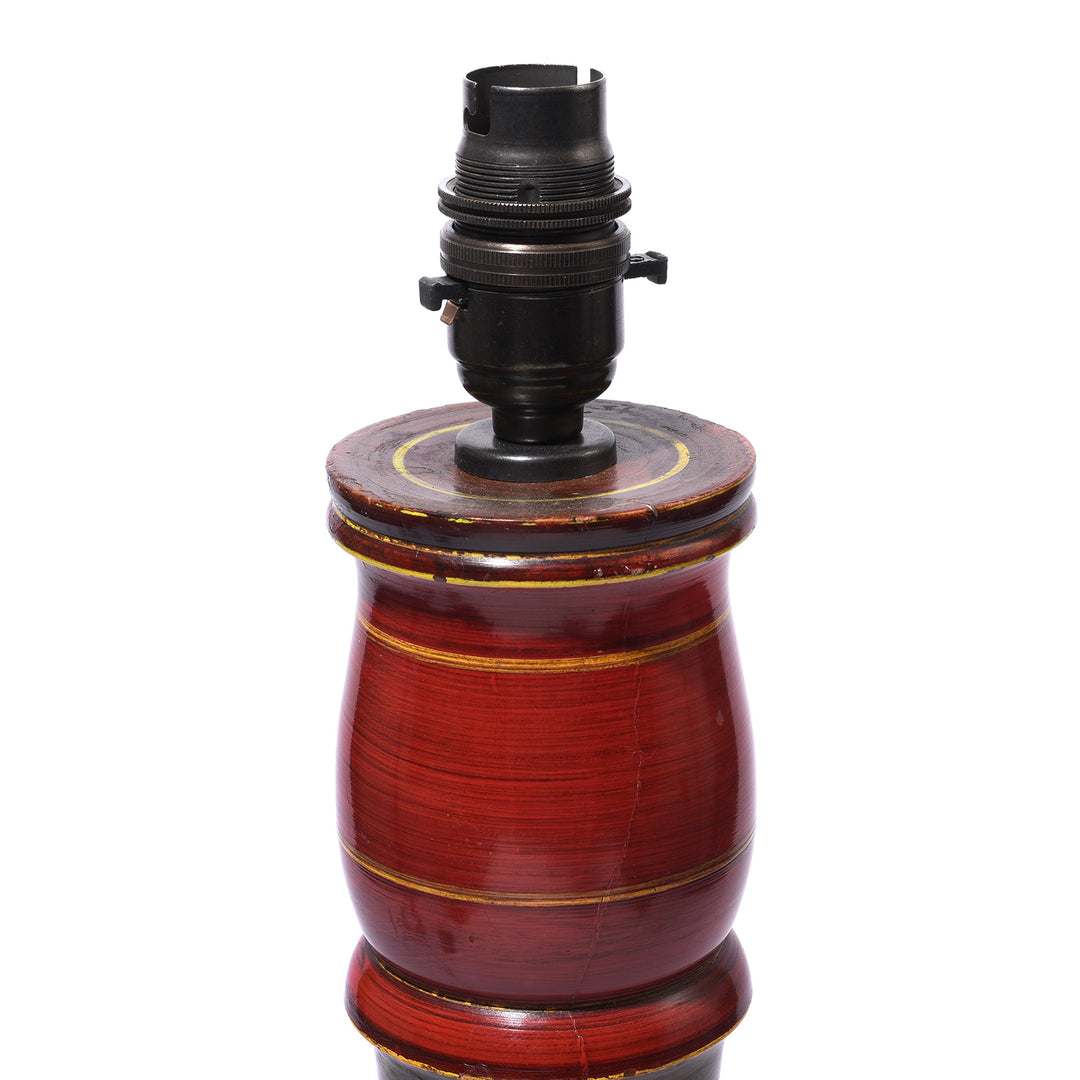 Lacquered Teak Candlestick lamp From Rajasthan | Indigo Antiques
