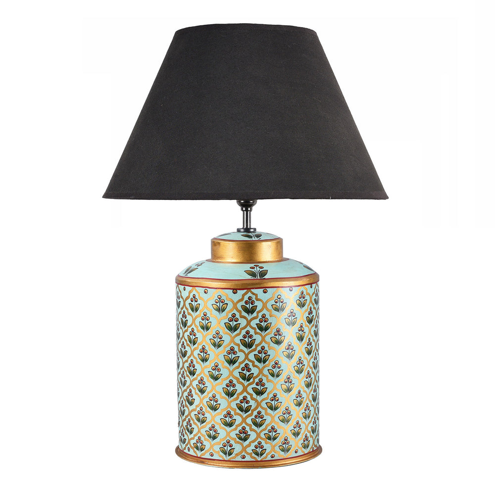 Blue Indian Tea Caddy Tolware Lamp Base | Indigo Antiques