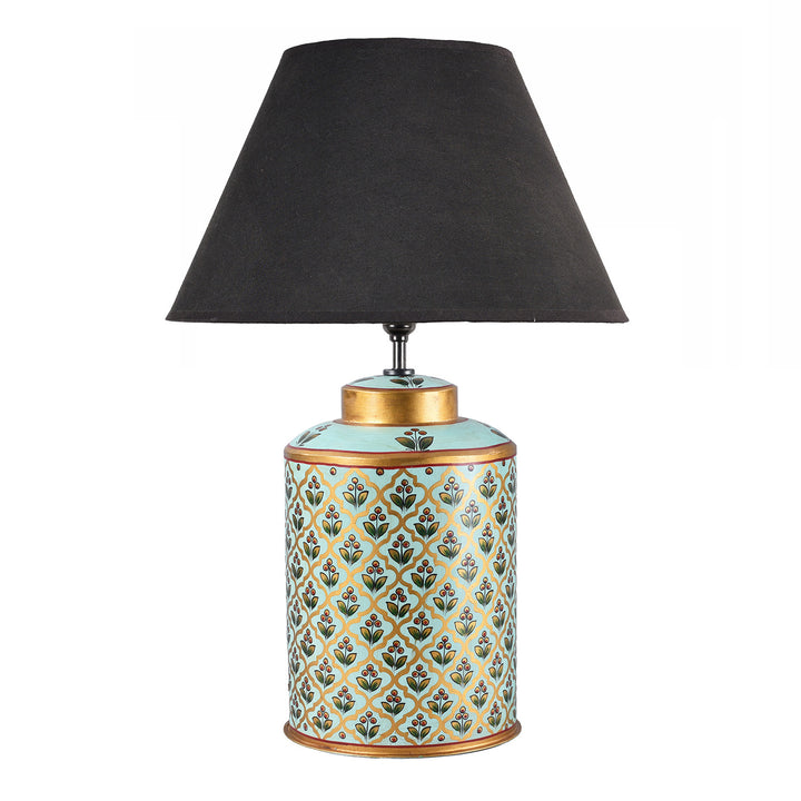 Blue Indian Tea Caddy Tolware Lamp Base | Indigo Antiques