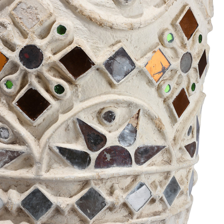 Detail From Vintage Indian Terracotta Glass inlay Jar | Indigo Antiques