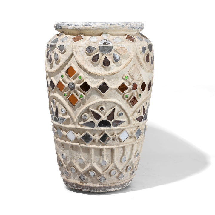 Vintage Indian Terracotta Glass inlay Jar | Indigo Antiques
