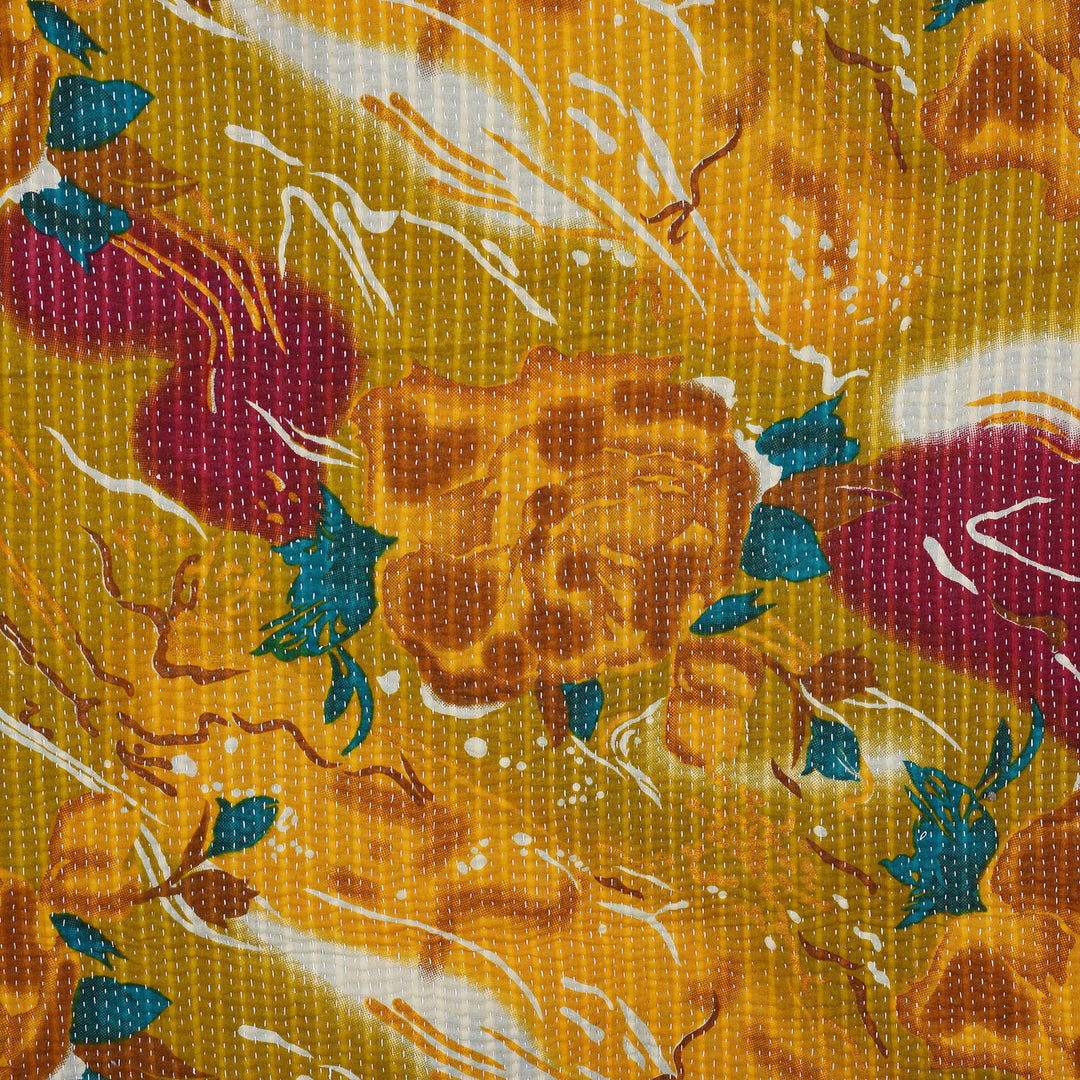 Detail From Vintage Bengali Kantha Throw | Indigo Antiques