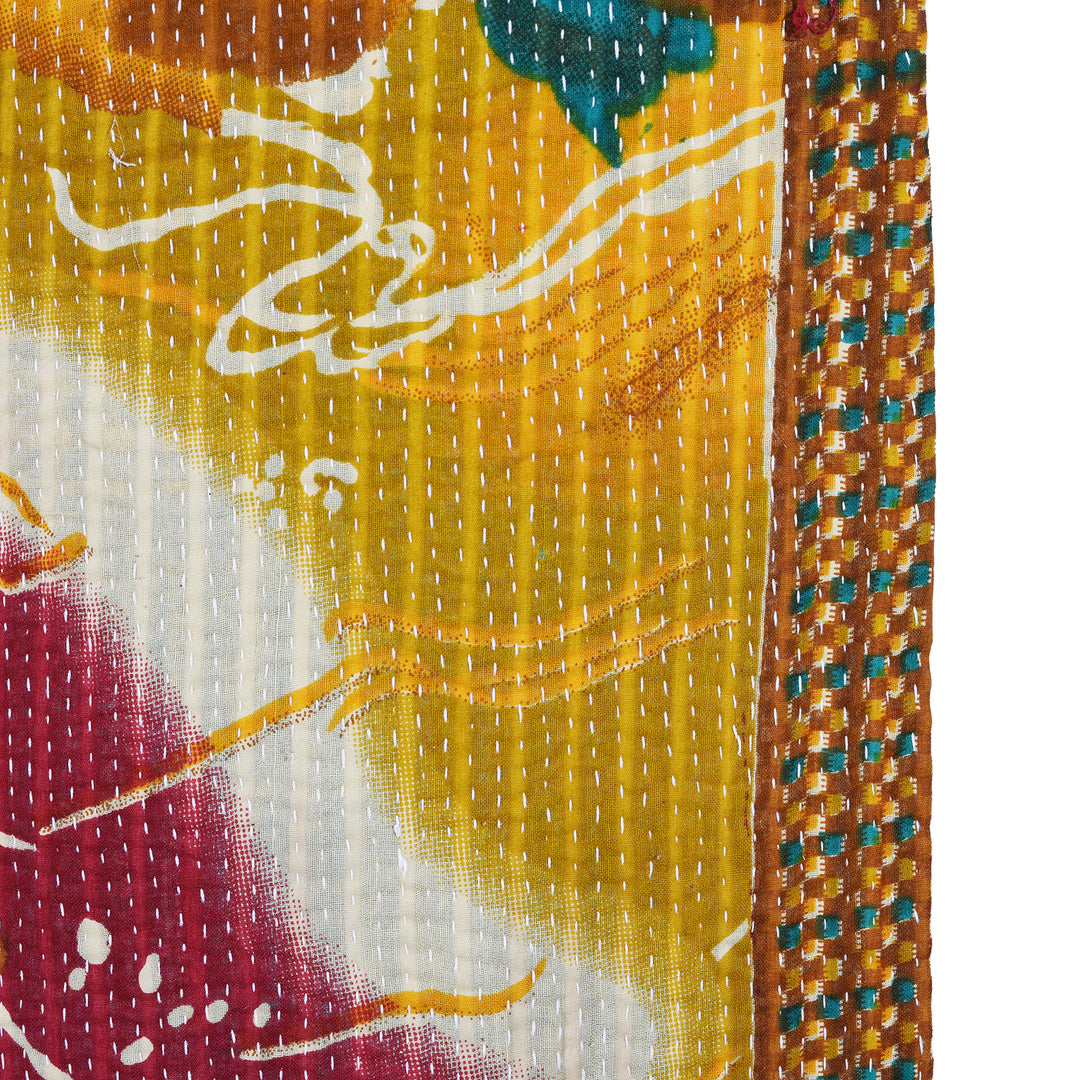 Detail From Vintage Bengali Kantha Throw | Indigo Antiques