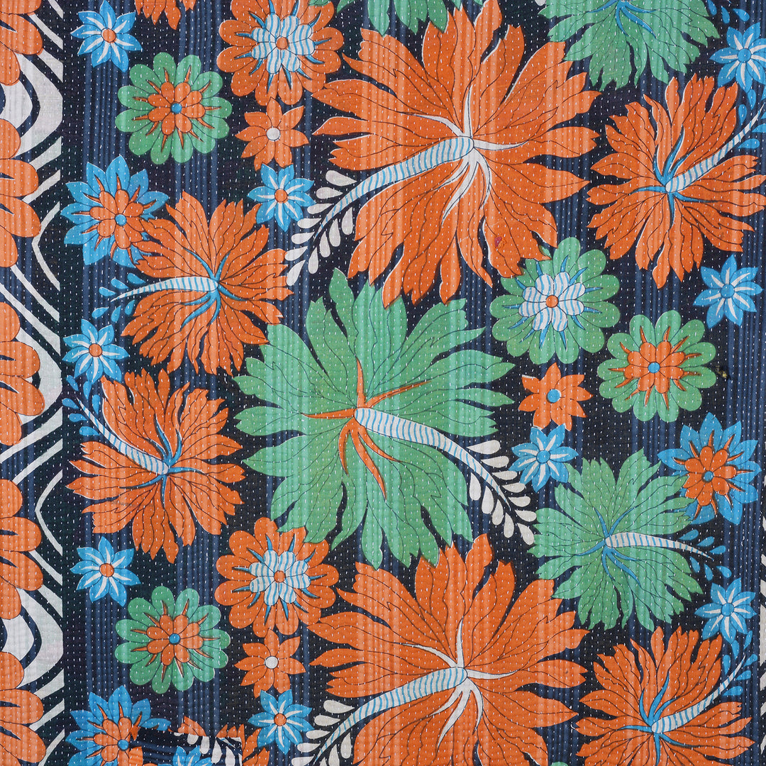 Detail From Vintage Bengali Kantha Throw | Indigo Antiques
