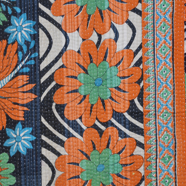 Detail From Vintage Bengali Kantha Throw | Indigo Antiques