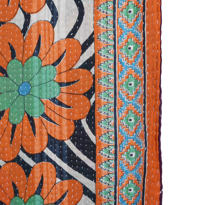 Detail From Vintage Bengali Kantha Throw | Indigo Antiques