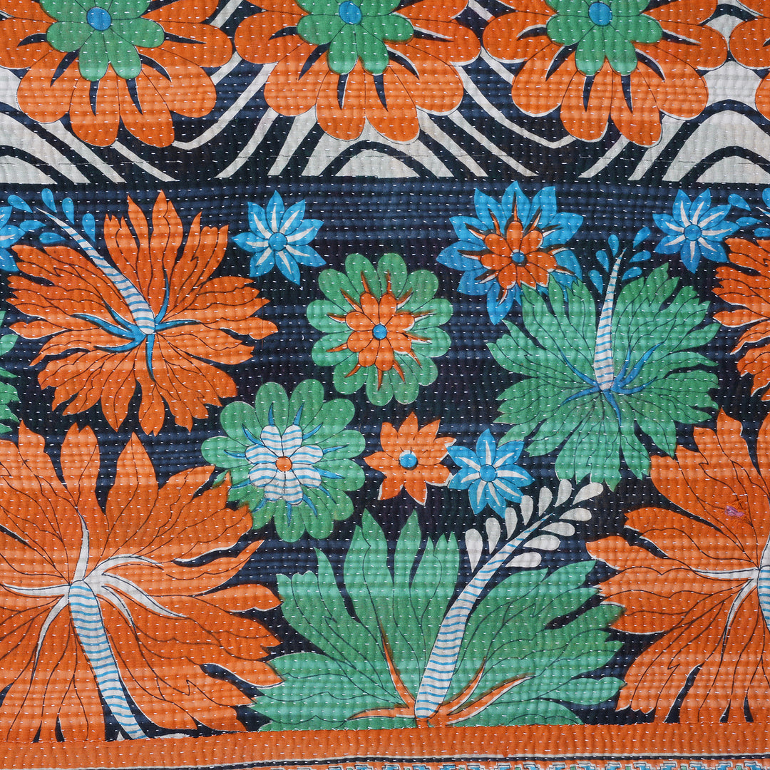 Detail From Vintage Bengali Kantha Throw | Indigo Antiques