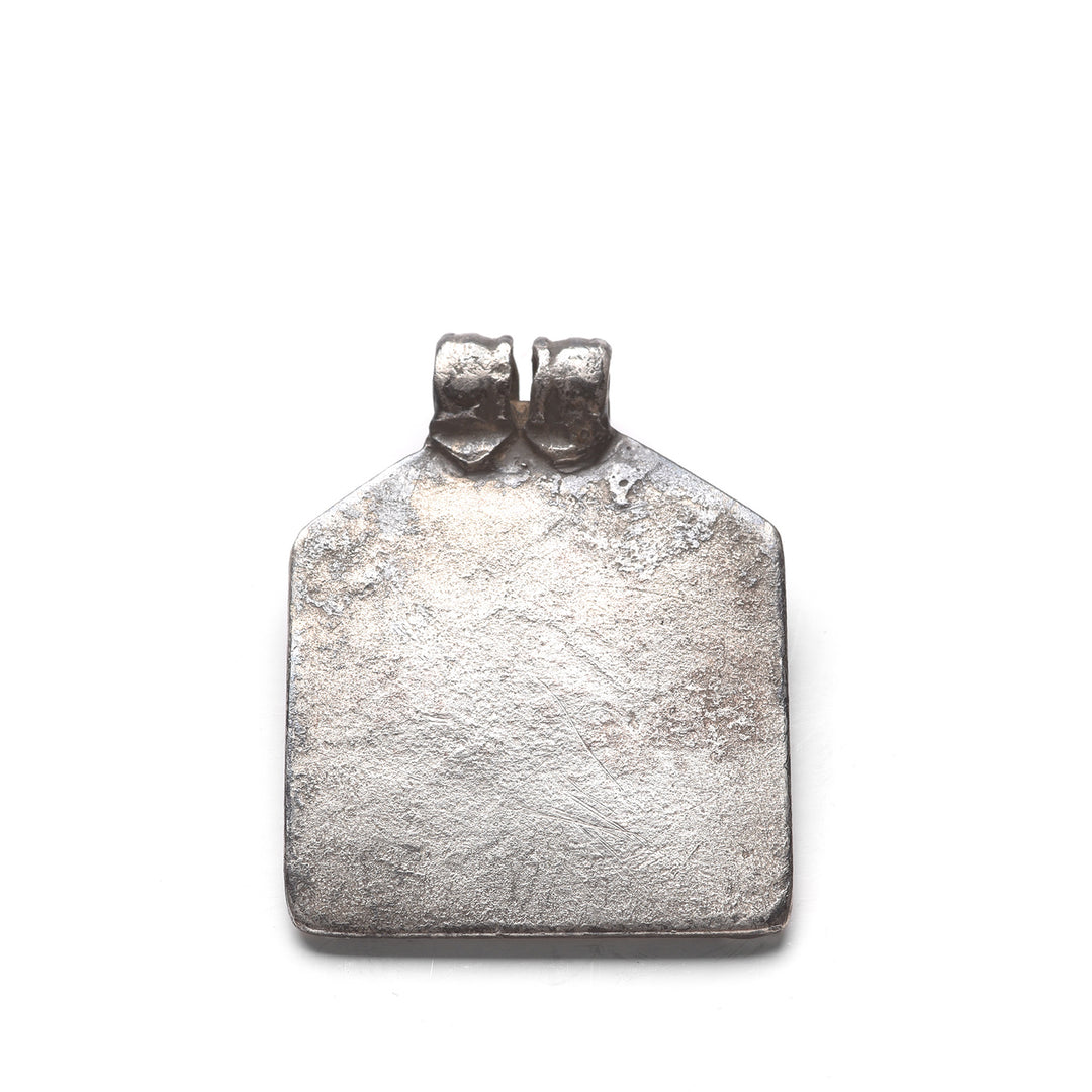 Back Of Antique Tribal Silver Bhumiya Raj Amulet from Rajasthan - 19th Century | Indigo Antiques
