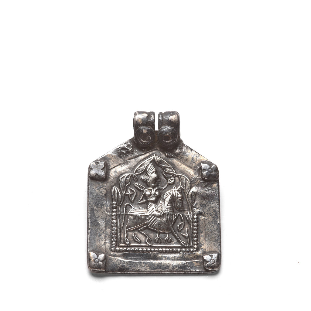 Tribal Silver Ramdeoji Amulet from Rajasthan - 19th Century