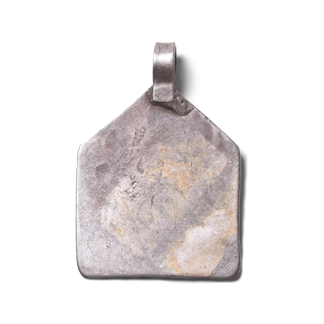 Back of Antique Tribal Silver Bhumiya Raj Amulet | Indigo Antiques