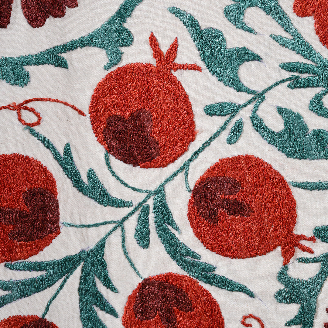 Stitch Detail From Embroidered Suzani Throw | Indigo Antiques