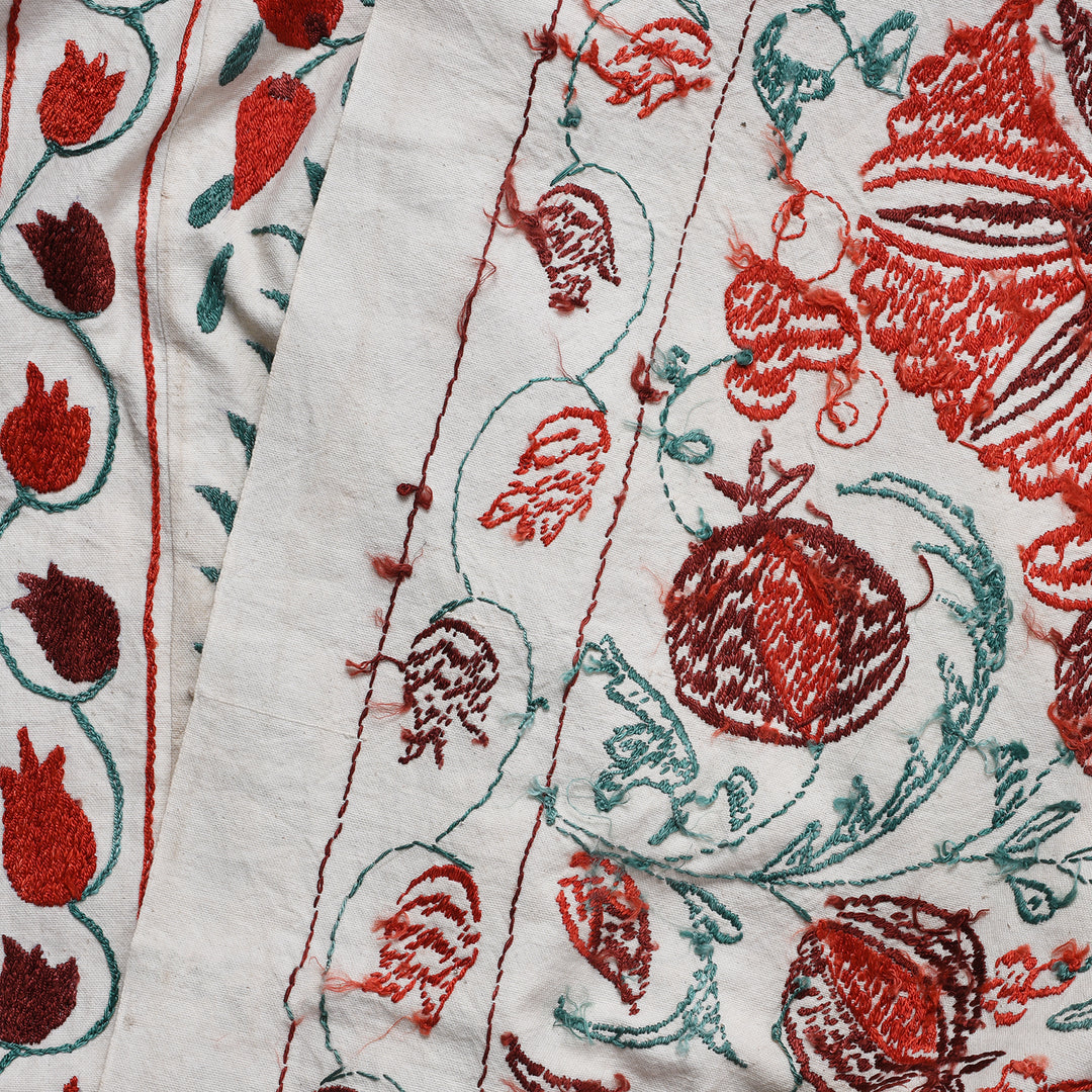 Back Of Detail From Embroidered Suzani Throw | Indigo Antiques