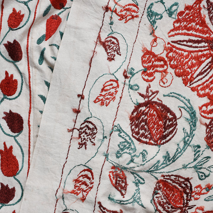 Back Of Detail From Embroidered Suzani Throw | Indigo Antiques