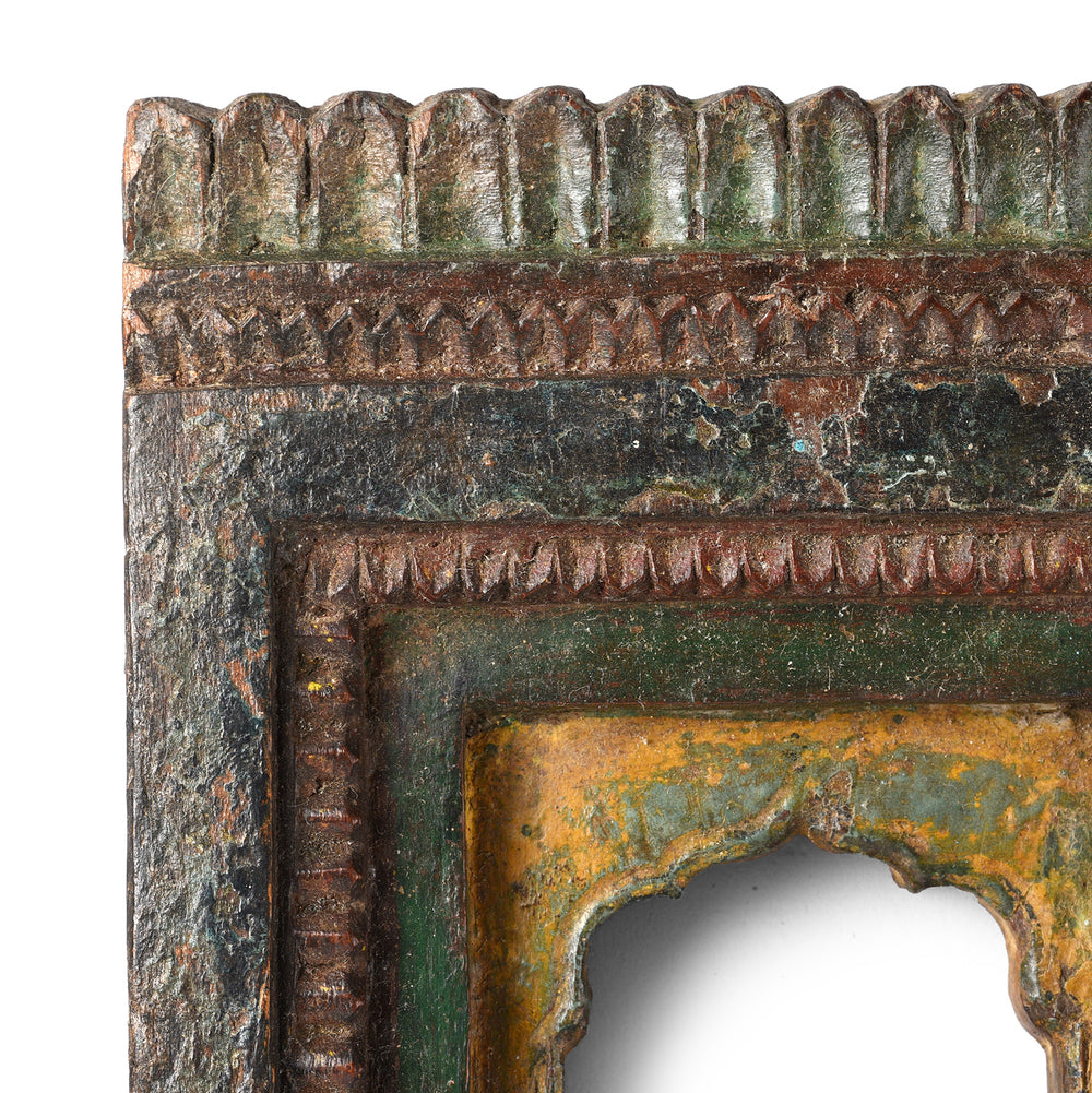 Corner Detail From Antique Carved Teak Votive Panel From Andhra Pradesh | Indigo Antiques 