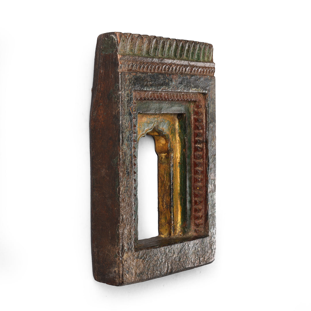 Depth Detail From Antique Carved Teak Votive Panel From Andhra Pradesh | Indigo Antiques 