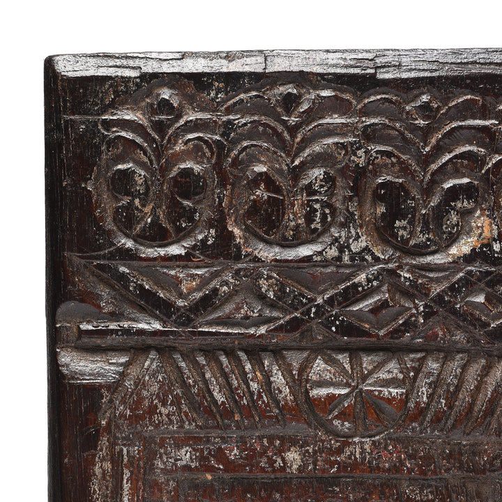 Corner Detail From Antique Carved Teak Votive Panel From Andra Pradesh | Indigo Antiques
