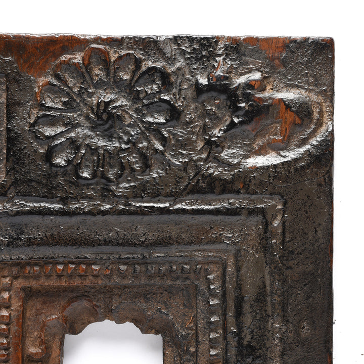 Detail From Antique Carved Teak Votive Panel From Andhra Pradesh | Indigo Antiques