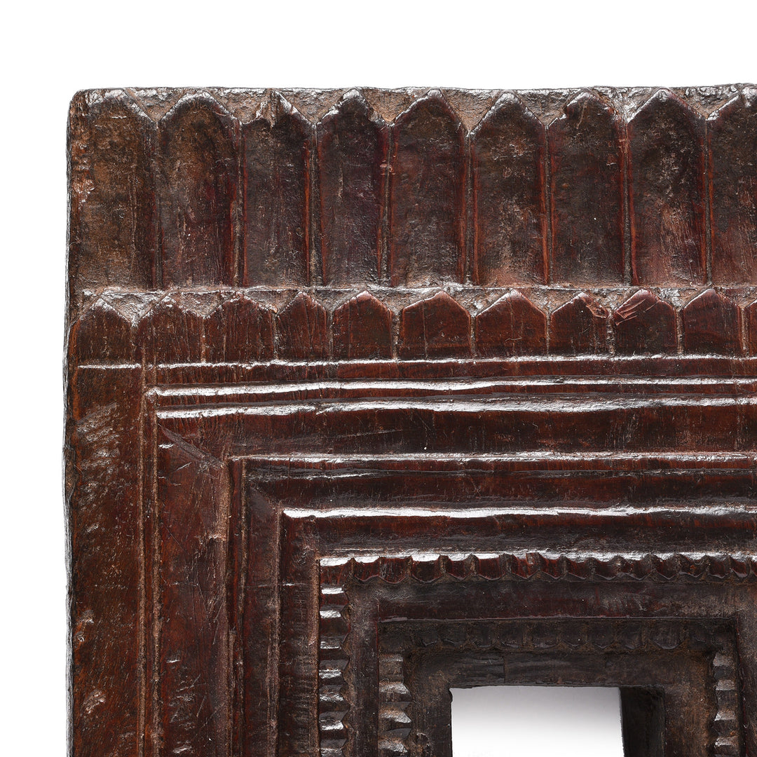 Corner Detail From Antique Carved Teak Votive Panel From Andra Pradesh | Indigo Antiques