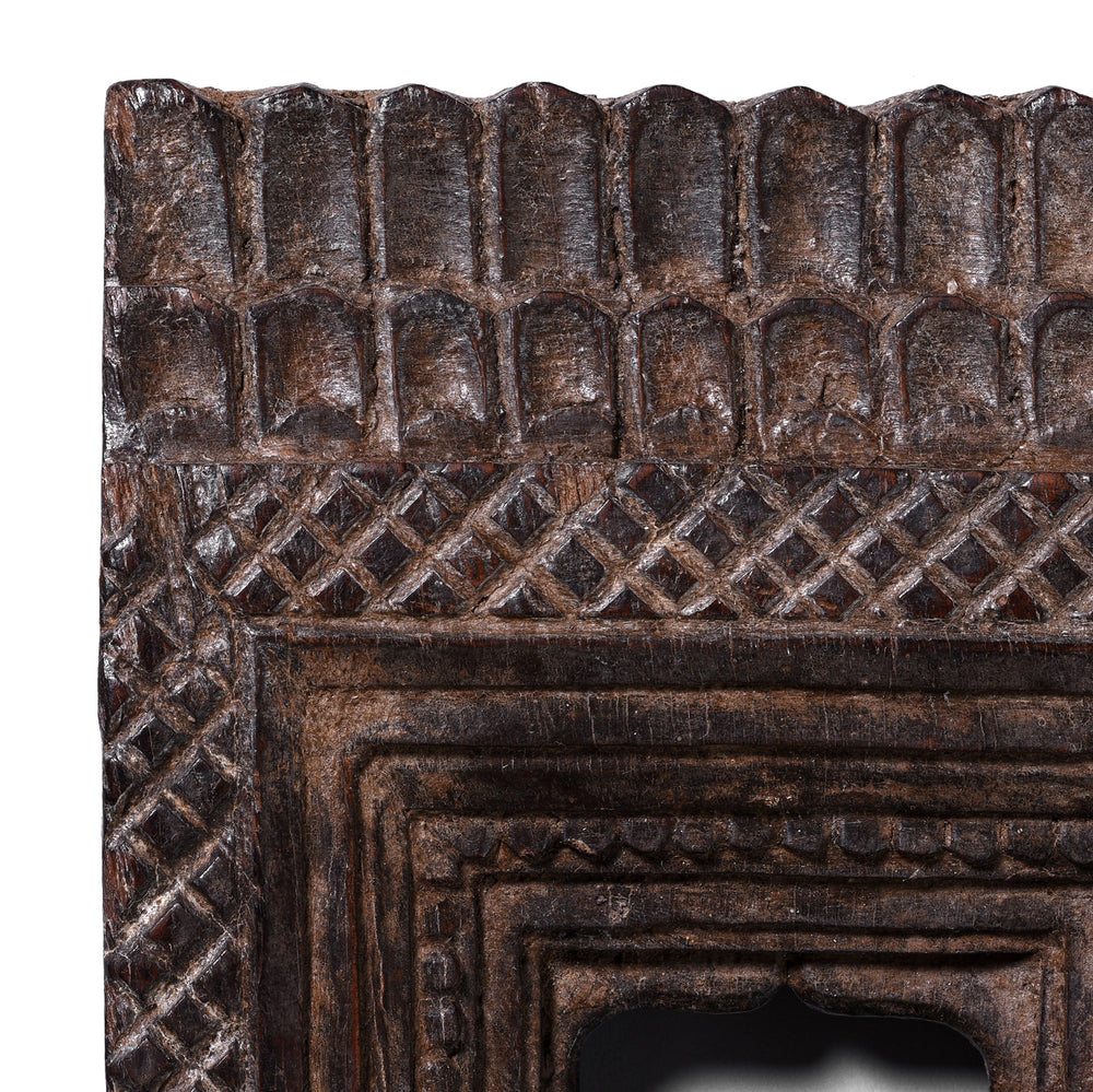 Corner Detail From Antique Indian Carved Indian Teak Votive Panel | Indigo Antiques