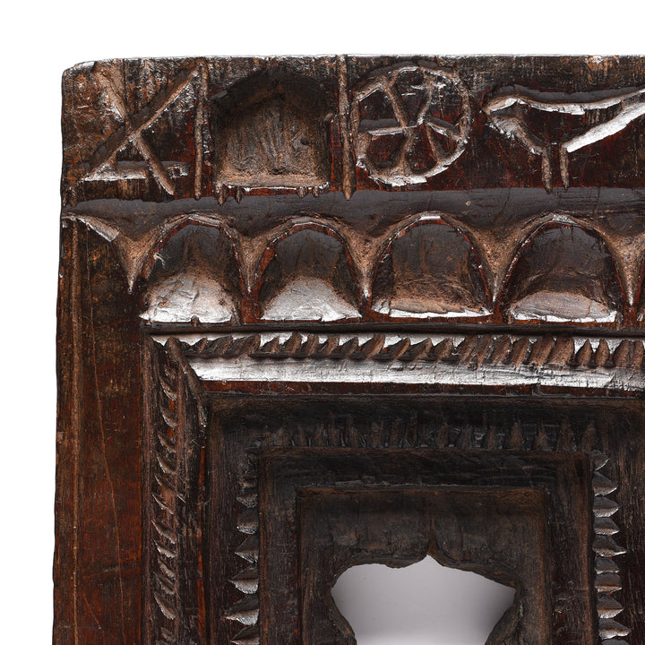 Corner Detail From Antique Carved Indian Tribal Votive Panel | Indigo Antiques