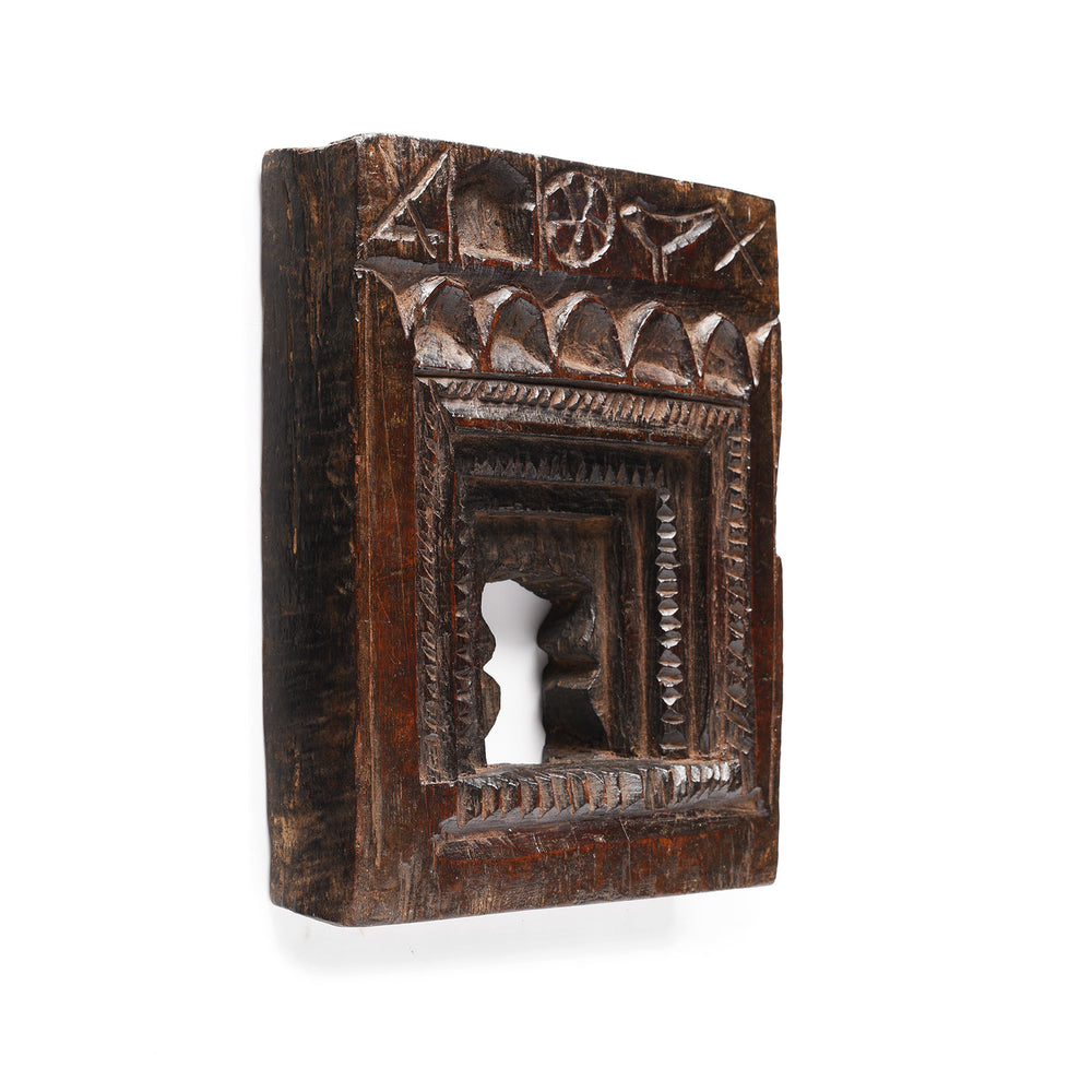 Angled View Of Antique Carved Indian Tribal Votive Panel | Indigo Antiques