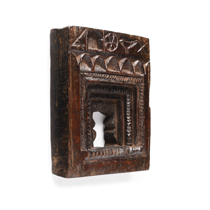 Angled View Of Antique Carved Indian Tribal Votive Panel | Indigo Antiques