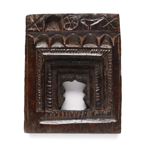 Carved Teak Votive Panel From Andhra Pradesh - Ca 1920's