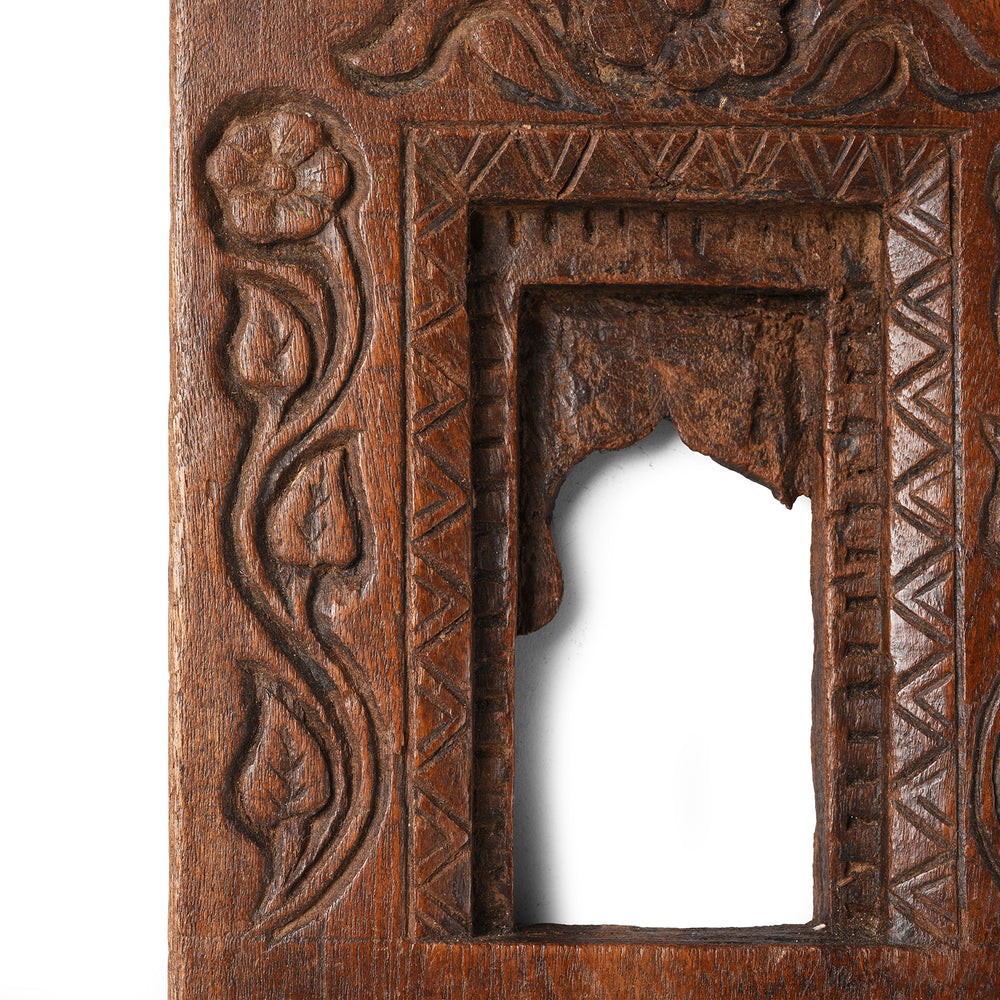 Carving Detail From Antique Indian Carved Teak Votive Panel | Indigo Antiques