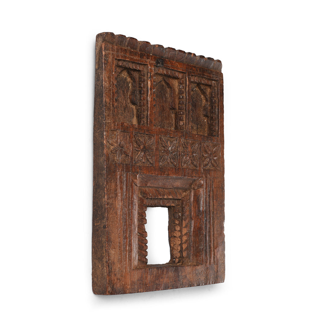 Angled View Of Antique Carved Indian Votive Panel From Andhra Pradesh | Indigo Antiques