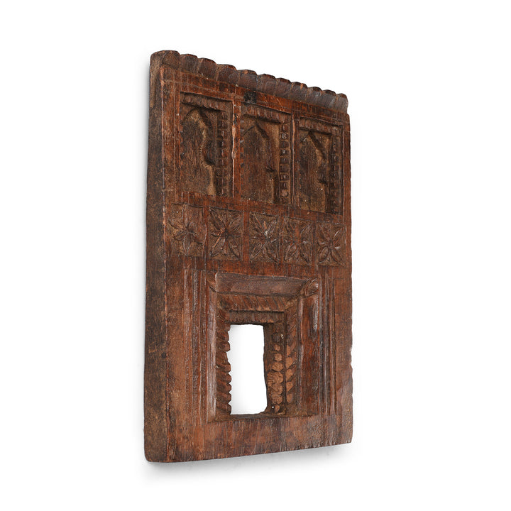 Angled View Of Antique Carved Indian Votive Panel From Andhra Pradesh | Indigo Antiques