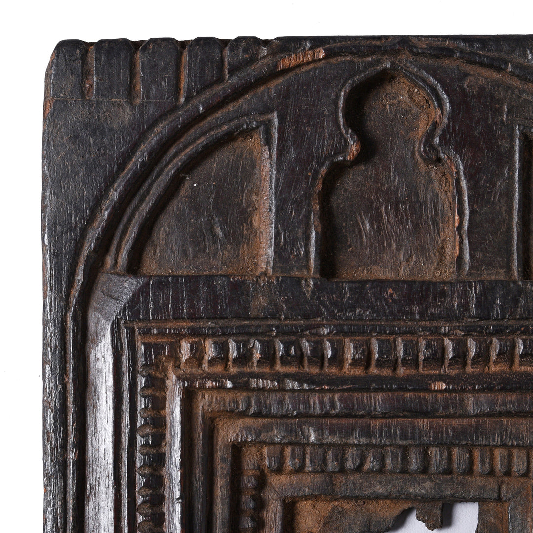 Carving Detail From Antique Indian Carved Teak Votive Panel From Andhra Pradesh | Indigo Antiques