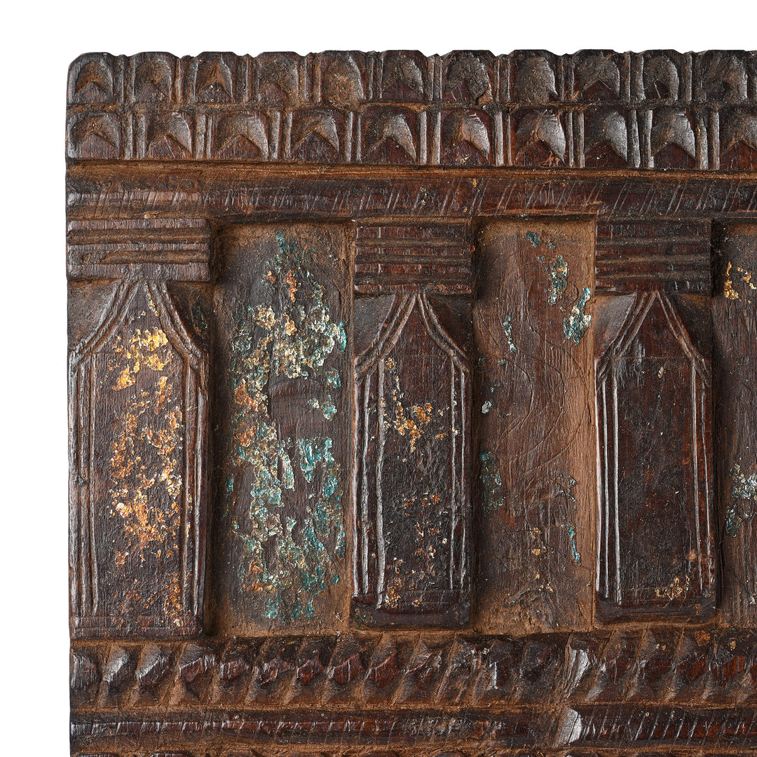 Corner Detail From Carved Teak Votive Panel From Andra Pradesh - Early 20thC | Indigo Antiques