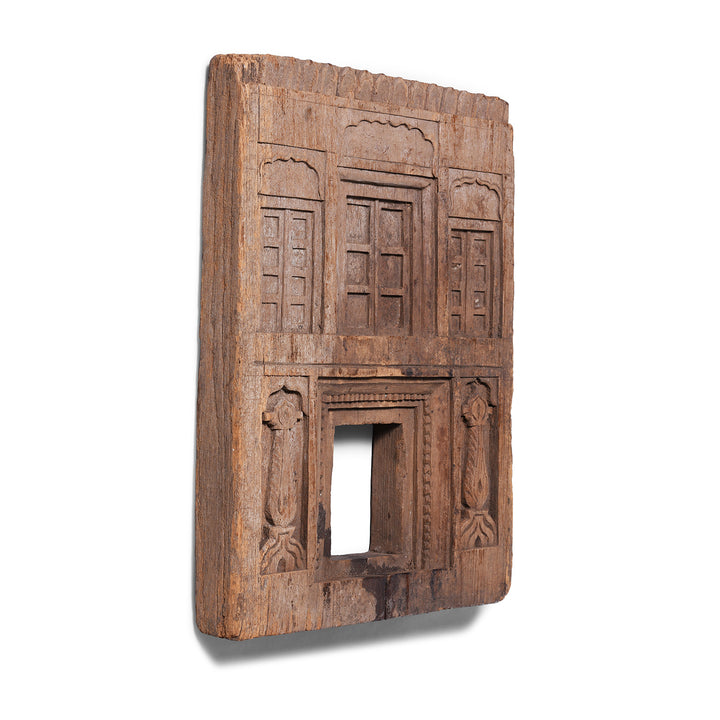 Angled View Of Antique Indian Carved Votive Panel  | Indigo Antiques