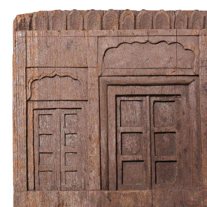 Corner Detail From Antique Indian Carved Votive Panel  | Indigo Antiques