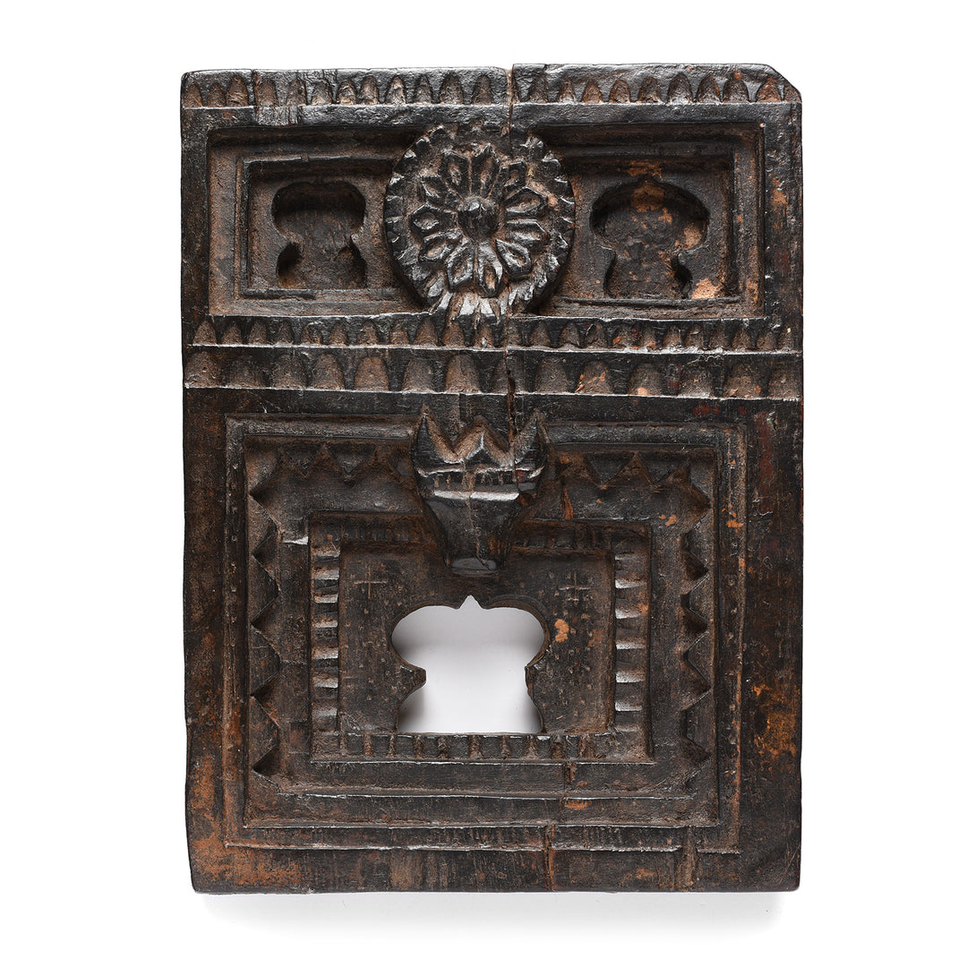 Carved Teak  Indian Tribal Votive Panel From Andhra Pradesh With a Nandi Bull|  Indigo Antiques