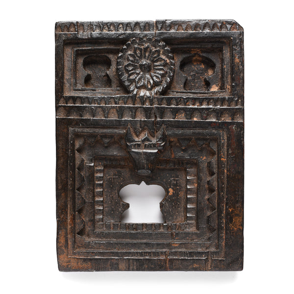 Carved Teak Votive Panel From Andhra Pradesh - Ca 1900