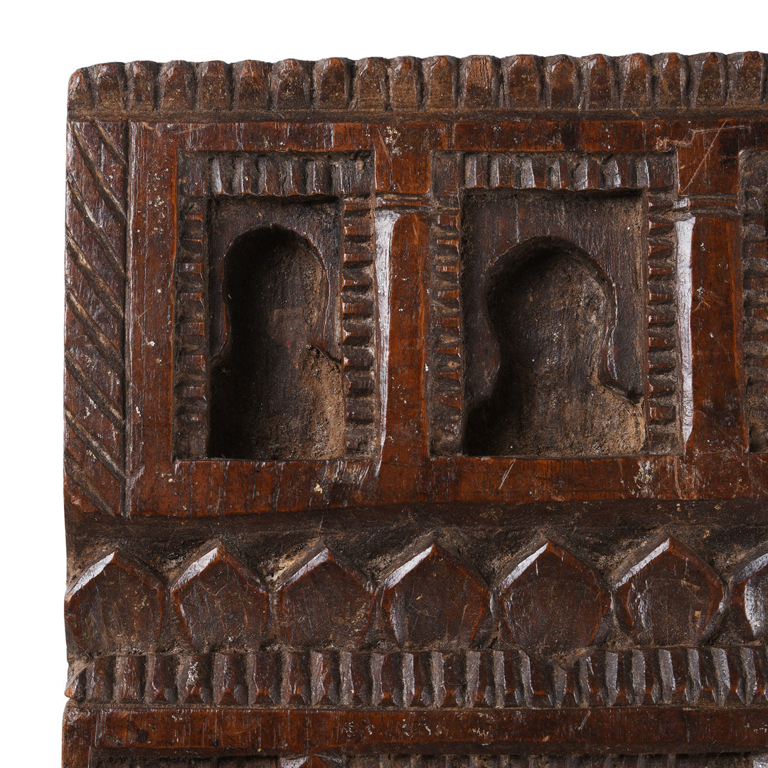 Carving Detail From Antique Carved Teak Votive Panel From Andhra Pradesh | Indigo Antiques