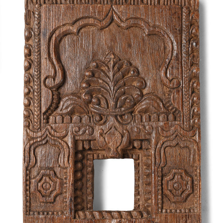 Central Panel Detail From Antique Carved Teak Votive Panel From Andhra Pradesh | Indigo Antiques