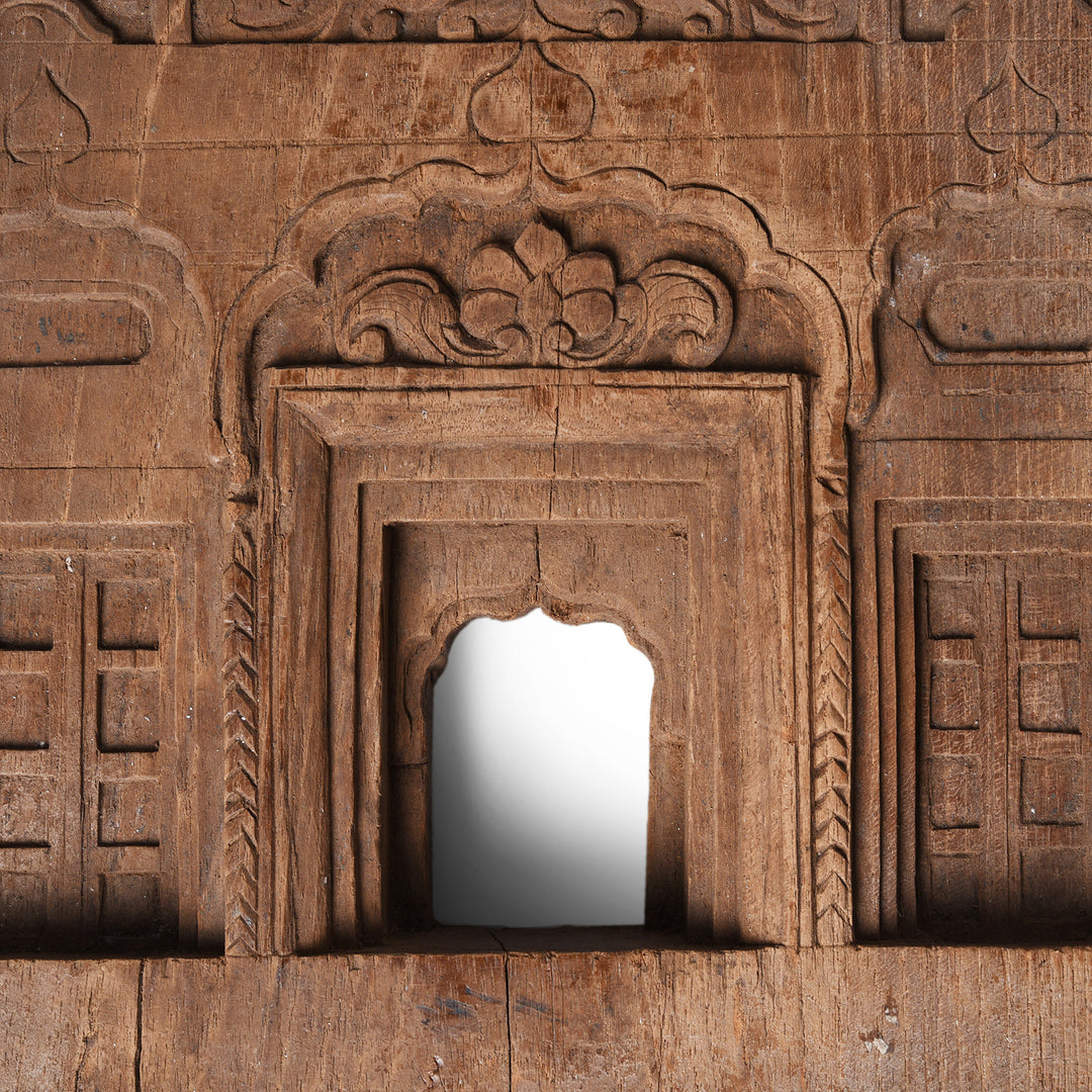 Carving Detail From Antique Indian Carved Teak Votive Panel | Indigo Antiques