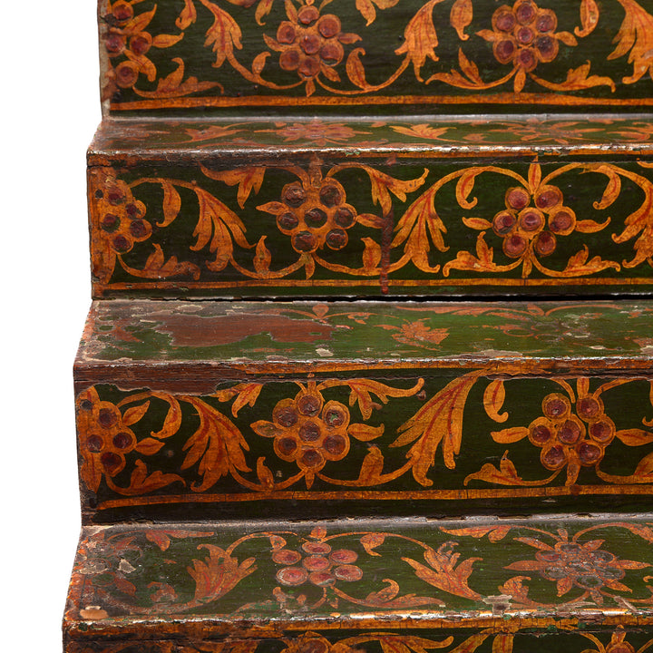 Steps Detail From Antique Painted Singhasan From Bikaner | Indigo Antiques