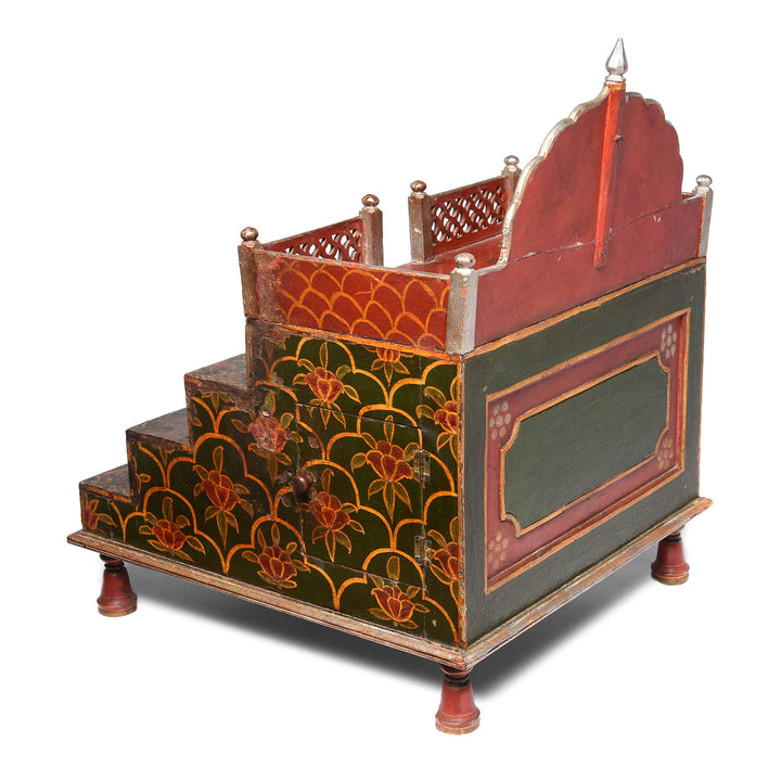 Back Of Antique Painted Singhasan From Bikaner | Indigo Antiques