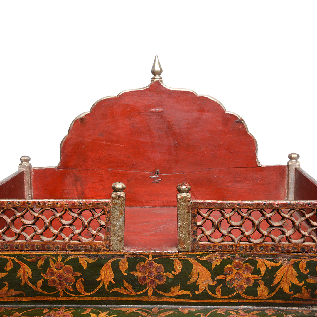 Detail From Antique Painted Singhasan From Bikaner | Indigo Antiques