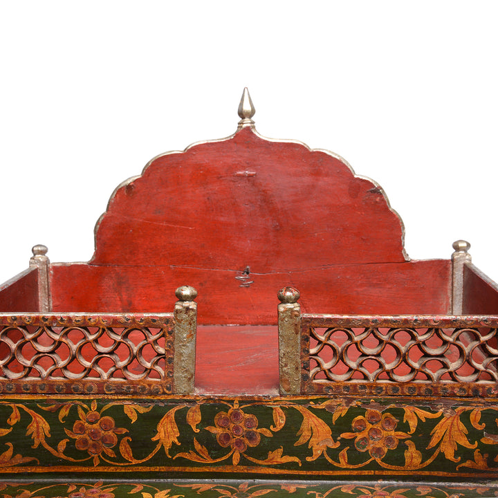 Detail From Antique Painted Singhasan From Bikaner | Indigo Antiques