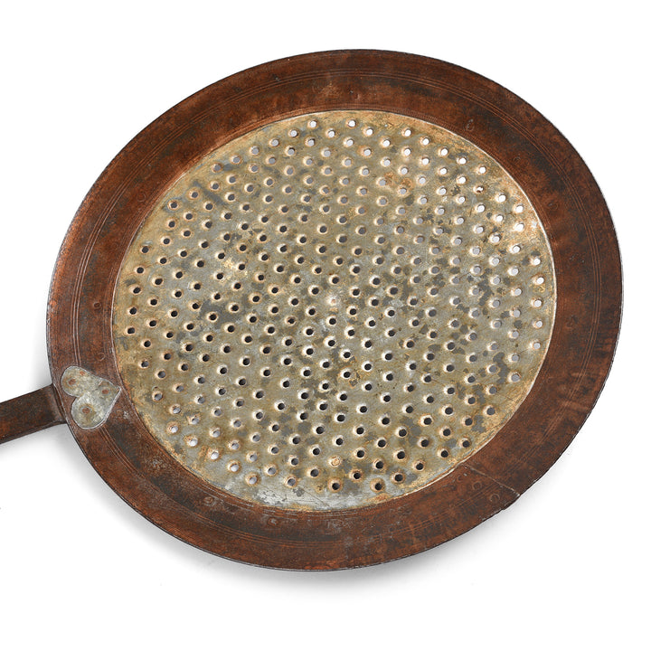 Antique Old Iron Cooking Strainer Spoon From Rajasthan - Circa 1920 | Indigo Antiques