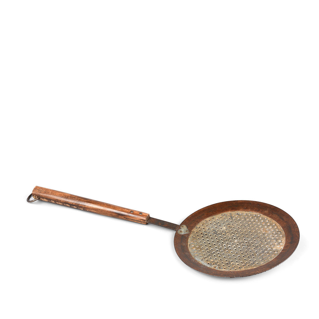 Antique Old Iron Cooking Strainer Spoon From Rajasthan - Circa 1920 | Indigo Antiques